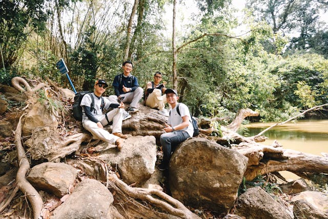 Group of cavers exploring together