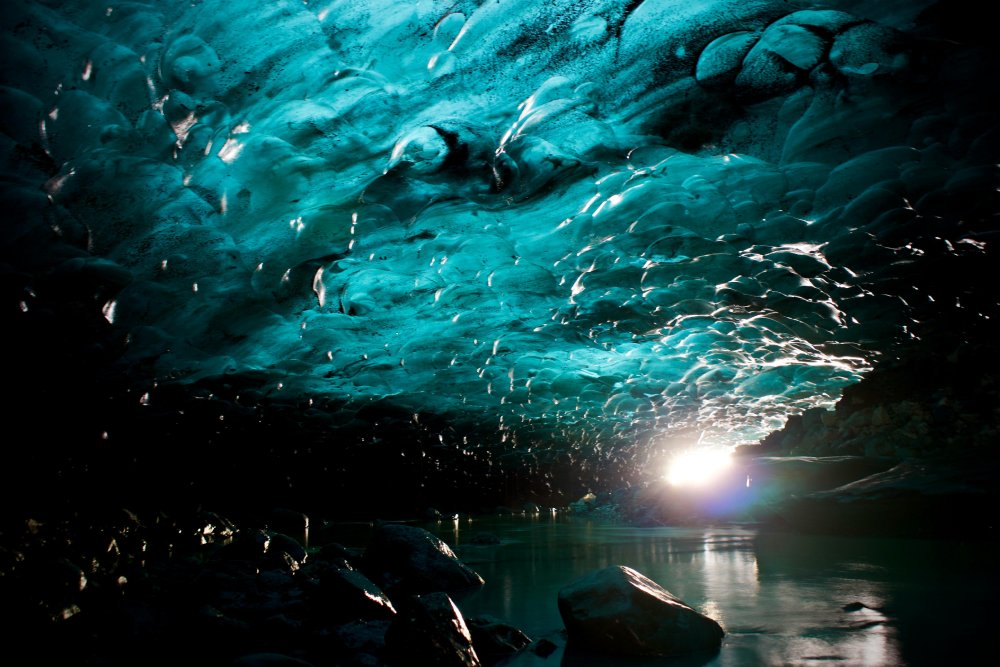 The Inside of the Blue Ice Cave in Iceland